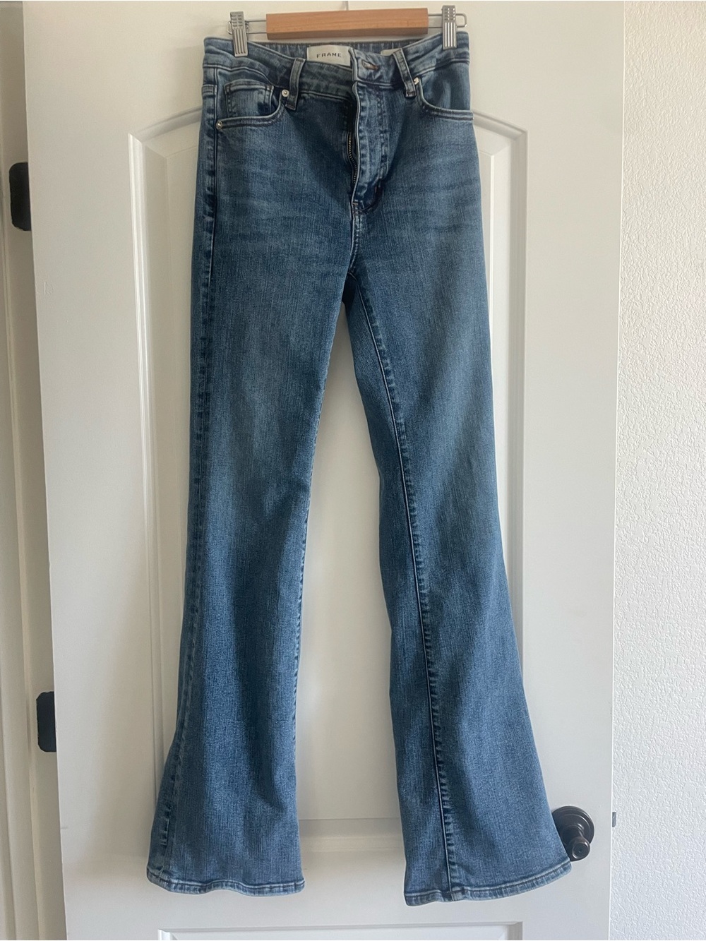 Frame Denim Medium Wash High-Rise Flare Jeans